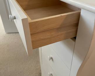 #29	Wavy White 5 drawer cabinet, wood-like. As is finish. 17.5x13.5x31	 $ 40.00 																												