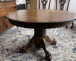 #3	Carved Side Oak Pedestal table 68-48w x 29.5h x 48"w (2x10" leaves)	 $ 50.00 	$50.00																											