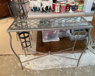 #51	Bronze/Silver Metal Sofa table - 36x12x29.5	 $ 25.00 																												