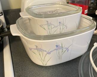 #75	Corningware Shadow Iris - 5 letter w/lid and 1.5 liter w/lid	 $ 25.00 																												
