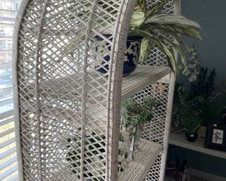 #11	White Wicker 4 shelf display cabinet 30x15x75	 $ 125.00 																												