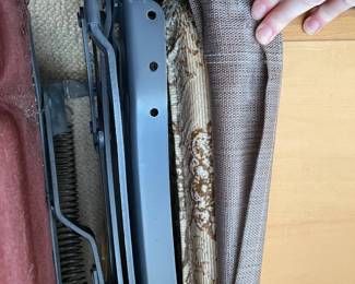 #49	Mid Century Structured Maroon Solid Back Sleeper Sofa w/2 ottomans. 90"long	 $ 20.00 																												