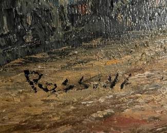 #90	Extra Large Mediterranean coastal scene signed by "Rossini" - 	 $ 125.00 																												