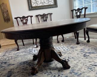 #3	Carved Side Oak Pedestal table 68-48w x 29.5h x 48"w (2x10" leaves)	 $ 50.00 	$50.00																											
