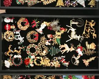 Vintage Christmas jewelry.