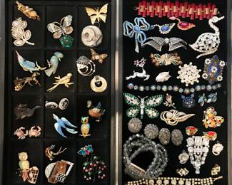 Vintage Costume jewelry, many signed...Eisenberg Original, Regency, Weiss, Haskell, Juliana, Hattie Carnegie, and many more.