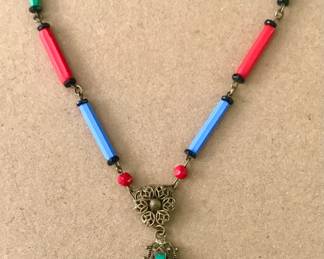Czech mille fleur glass necklace.
