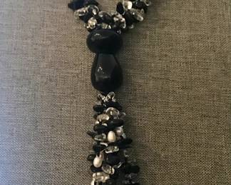 Fabulous black and white crystal statement necklace, and a "Wilma" necklace with a Druzy focal piece.