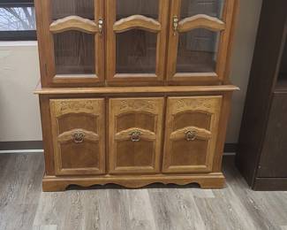 Traditional 3 Door Oak China Cabinet