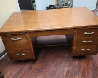 Vintage Solid wood pedestal desk