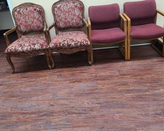 2 Louis XV chairs and 2 waiting area chairs
