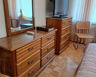 Bedroom pieces, dresser, chest of drawers, bed, night stand - sold separately and TV, pr of chairs