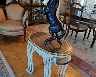 Large rearing horse statue