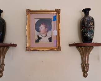 Wall sconces, Cloisonne vases