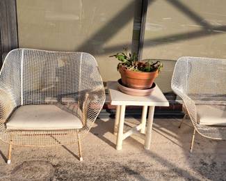 Retro patio chairs, PVC table