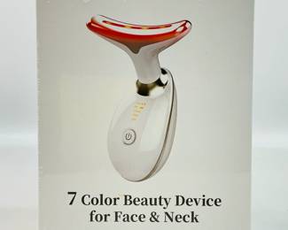 The 7 Color Beauty Device for Face and Neck is a handheld LED light therapy tool designed to rejuvenate skin, reduce wrinkles, and improve elasticity using seven different light wavelengths.