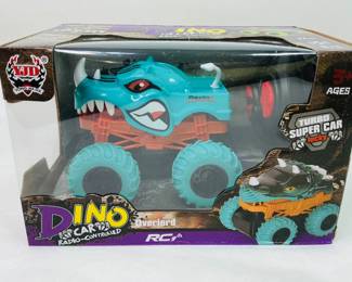 The High Speed Dino RC Car is a stunt-ready remote-control toy featuring LED lights, 360° flips, and up to 70 minutes of continuous playtime.