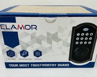 This Elamor M19 Intelligent Door Lock offers keyless entry via fingerprint, keypad, or mechanical key, supports 50 user codes, includes auto-locking, and comes with durable zinc alloy lever handles for residential or hotel settings. 