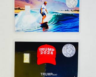 Two (2) 1GR .999FS Silver bars featured inside two Trump cards. See photos for sampling. 