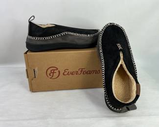 Everfoams Men's Microsuede Slippers- black, size 11. 