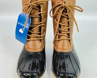 JBU by Jambu Maplewood waterproof, chocolate brown duck boots, size 6M, faux fur lining and sole. Item appears new in box. S