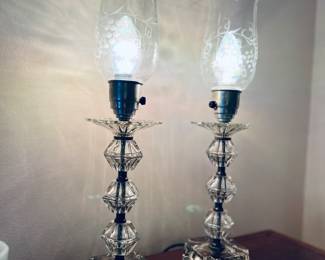 PAIR OF VINTAGE CRYSTAL LAMPS