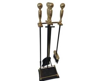 Brass & Iron Fireplace Tools & Stand