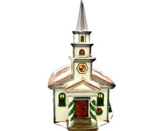 Ceramic Christmas Village Building - Interior Lighting - Signed "New England Village - Dept 56"
