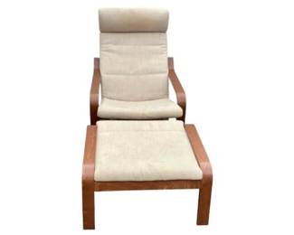 IKEA Poang Chair And Footstool With Original Label - Signed "IKEA Sweden"