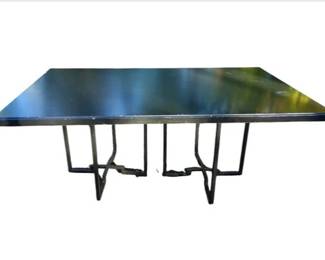 Contemporary Dining Table With Mid Century Iron Base Design - Roughly 3.5 X 6 Ft