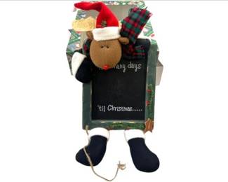 Christmas Countdown Blackboard With Reindeer With Gift Box
