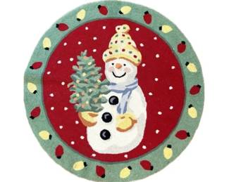 Embroidered Wool Santa Christmas Rug