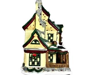 Ceramic Christmas Village Building - Interior Lighting - Signed "the Village Collection - St. Nicholas Square"