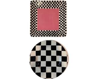 Pair Of Pottery Plates - English Royal Stafford Checkerboard Plate & Pacific Rim Ceramic Plate