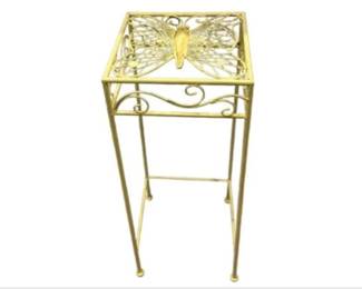 Wrough Iron Butterfly Topped Table - Top Is Roughly 11 Inches Square