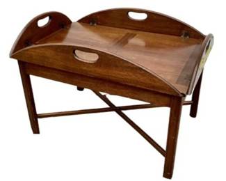Chippendale Style Butler's Tray Coffee Table With Crossbanding Base
