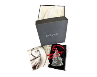 Steuben Crystal Christmas Ornament With Original Box, Felt Sleeve, & Paperwork