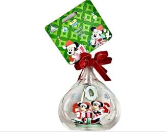 Disney Glass Globe Christmas Ornament Featuring Minnie & Mickey - With Original Hand Tag- Dated "2023"