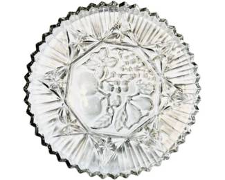 Vintage Federal Glass Co. Crimped Edge Fruit Bowl. Pioneer Pattern With Intaglio Fruit Design. Ca. 1940 - 1977