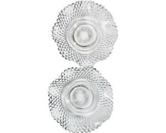 American Pressed Federal Glass - "Traditions" Pattern - Ruffled Diamond Point Design With Wavy Edge Borders