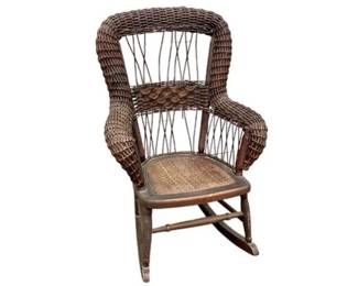 Antique Children's Wicker Rocking Chair