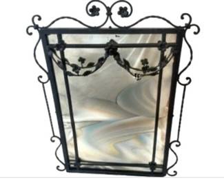 Vintage Wrought Iron Mirror - Dogwood & Foliate Design