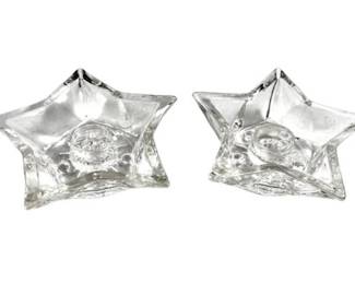 Vintage Hazel Atlas Glass Star Candle Holders