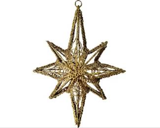 Gold Glitter & Wire Starburst Christmas Ornament