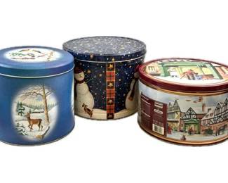 Three Large Christmas Tins