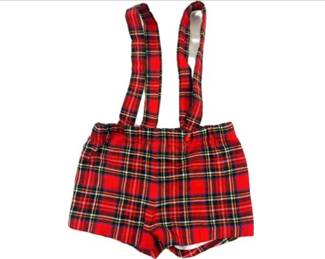 English Tartan Shorts With Suspenders - Signed "Archie Brown Of Bermuda Made In England"