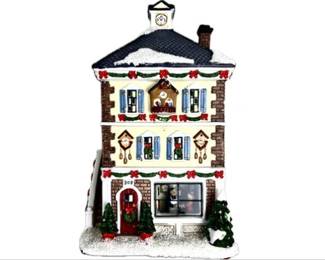 Ceramic Christmas Village Building - Interior Lighting - Signed "The Village Collection - St. Nicholas Square"