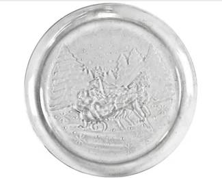 Embossed Glass Christmas Serving Piece - Horse-Drawn Sleigh Scene