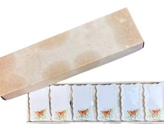 Vintage Porcelain Table Name Place Markers In Original Box - Signed "Shafford Japan"