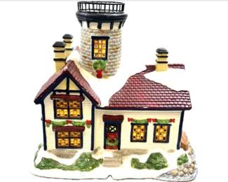 Ceramic Christmas Village Building - Interior Lighting - Signed "the Village Collection - St. Nicholas Square"